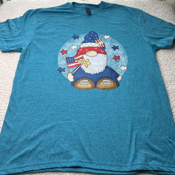 Americana Patriotic Gnome Blue Tee Large - Picture 2 of 6